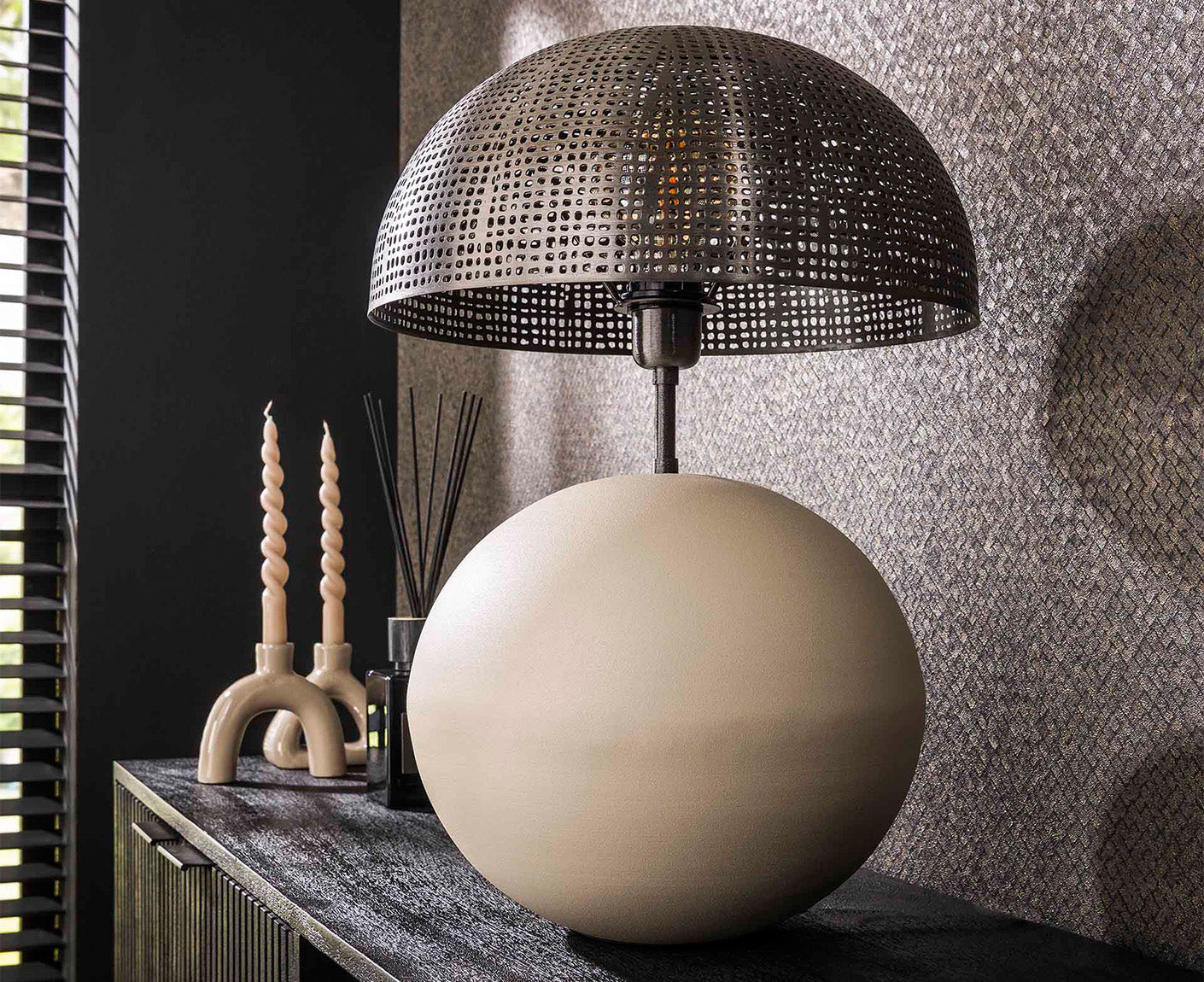Tischlampe 1L Sphere Natur L / Natural Grey