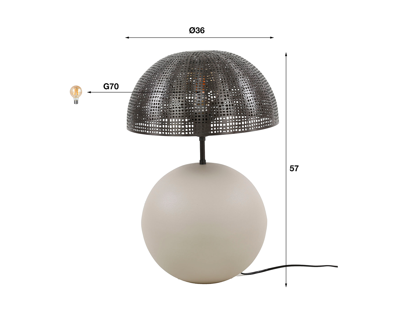Tischlampe 1L Sphere Natur L / Natural Grey