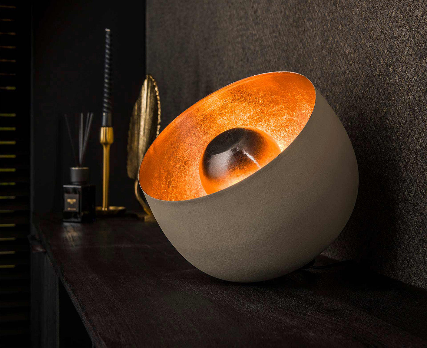 Tischleuchte 28 cm Korbform / Natural Grey