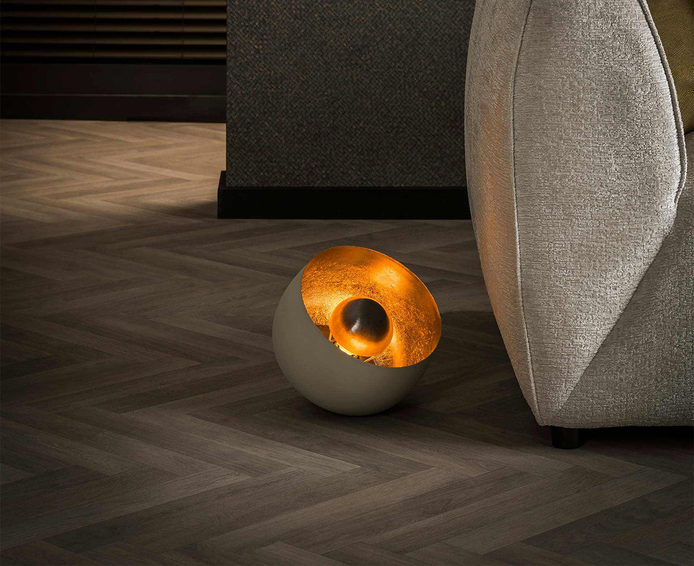Tischleuchte 28 cm Korbform / Natural Grey