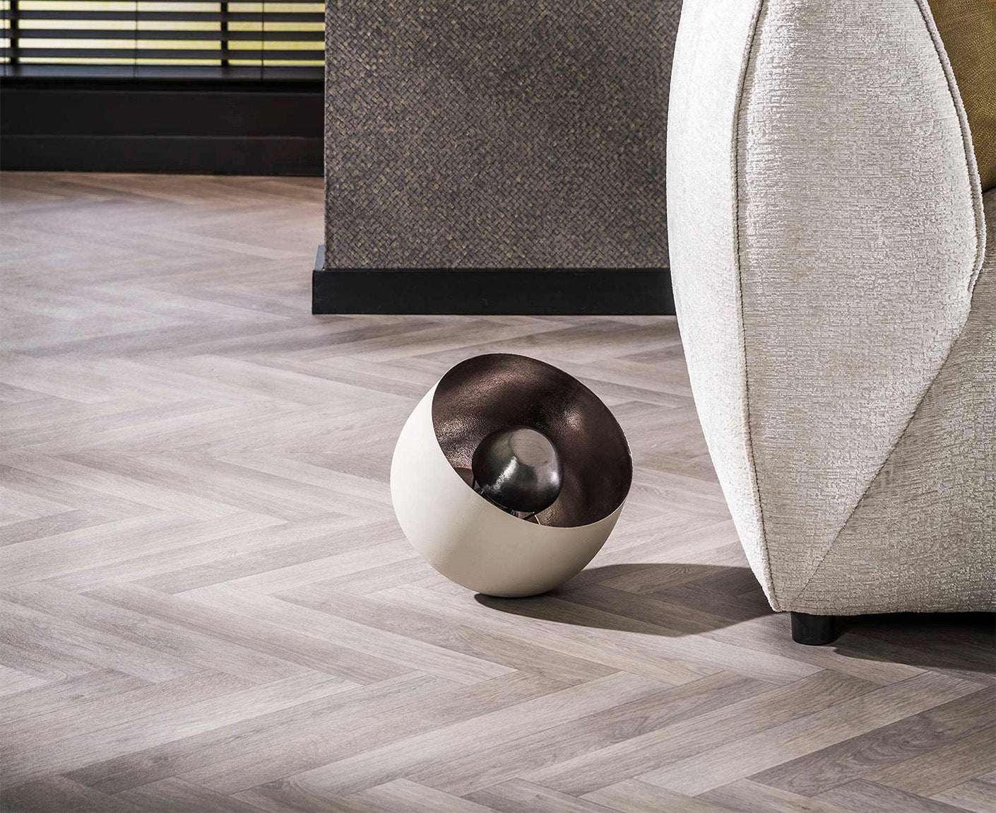 Tischleuchte 28 cm Korbform / Natural Grey