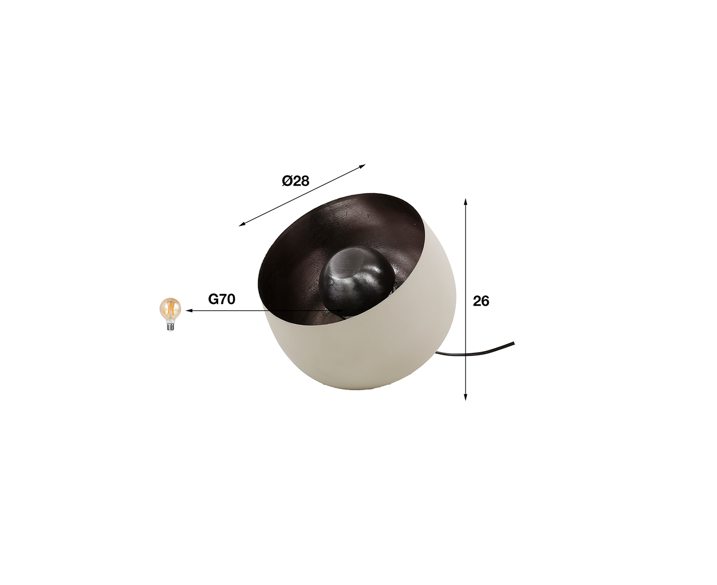 Tischleuchte 28 cm Korbform / Natural Grey