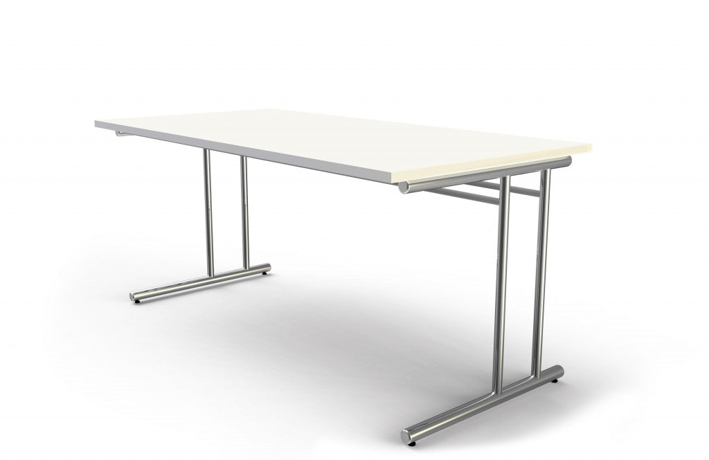 ARTLINE Schreibtisch mit Besprechungstisch 260x80/100 cm Weiß