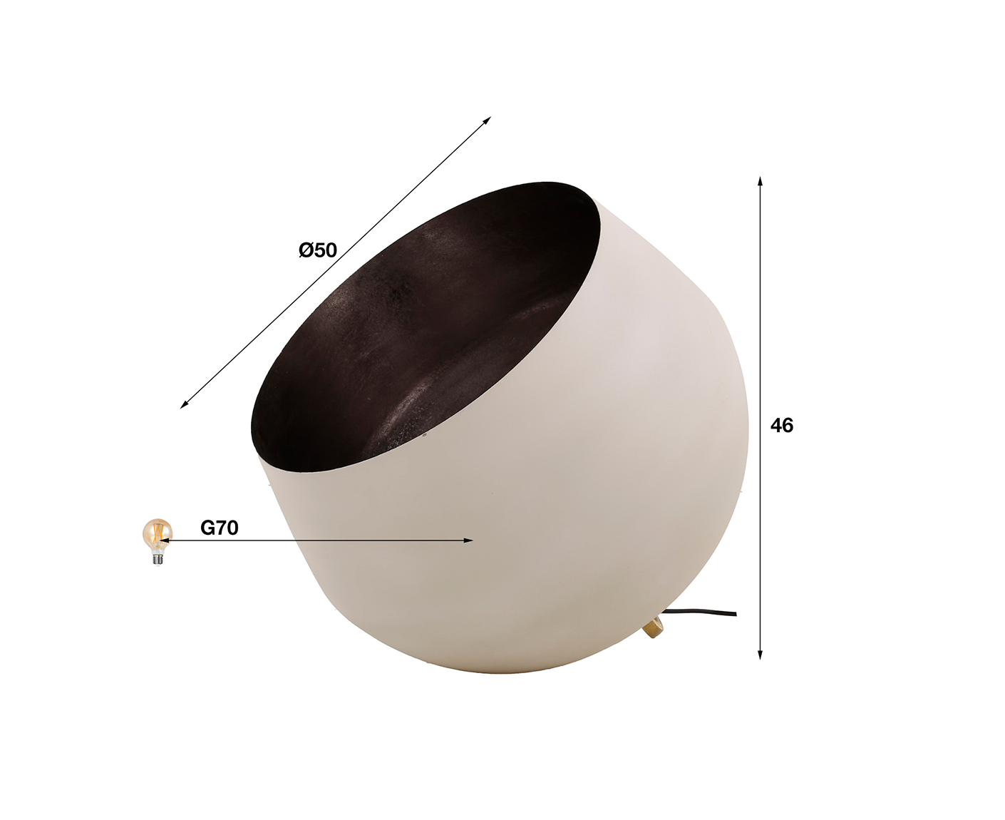 Tischleuchte 50 cm Korb XL / Natural Grey