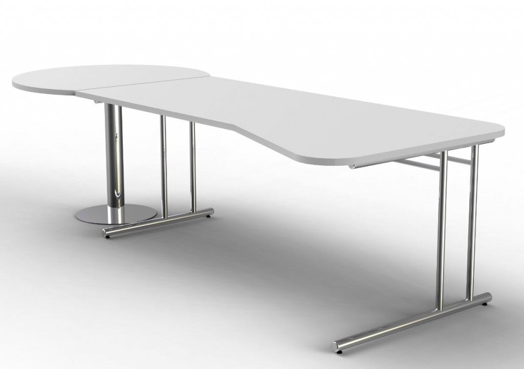 ARTLINE Freiformtisch mit Anbautisch 295x80/100 cm Weiß