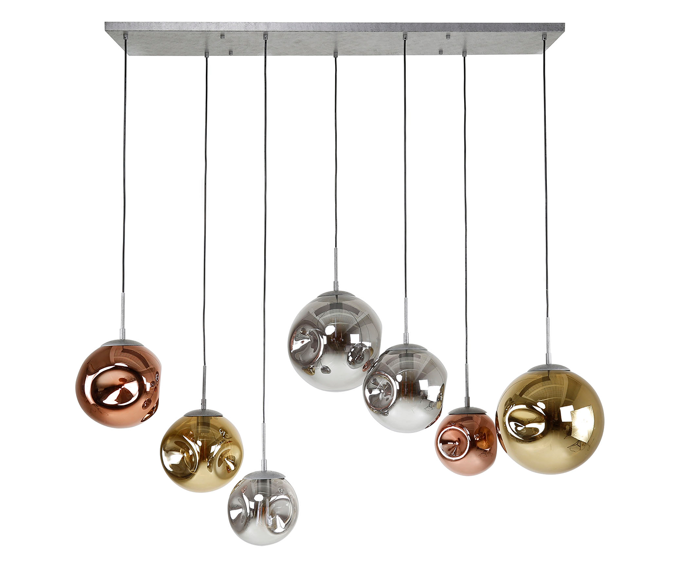 Hängelampe 4+3L Stellar, Antik Silber