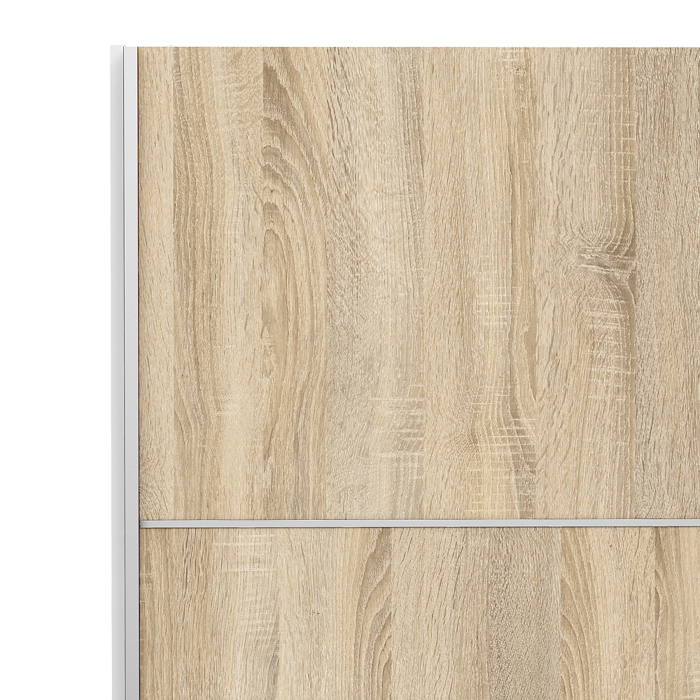 Verona Schiebetürenschrank 243 x 202 cm Weiß / Eiche Struktur