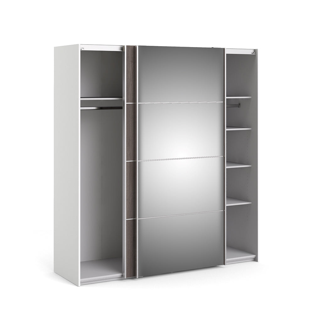 Verona Schiebetürenschrank 182 x 202 cm Weiß / Eiche Anthrazit