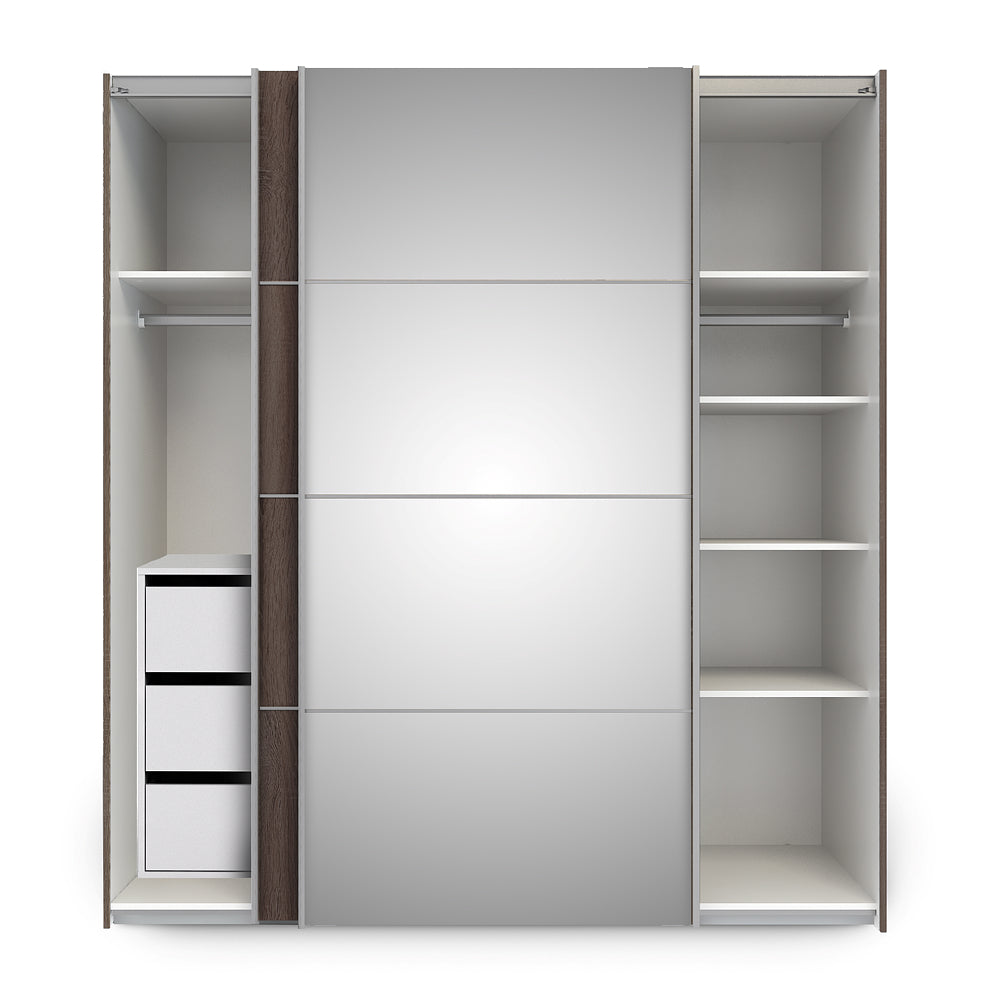 Verona Schiebetürenschrank 182 x 202 cm Weiß / Eiche Anthrazit