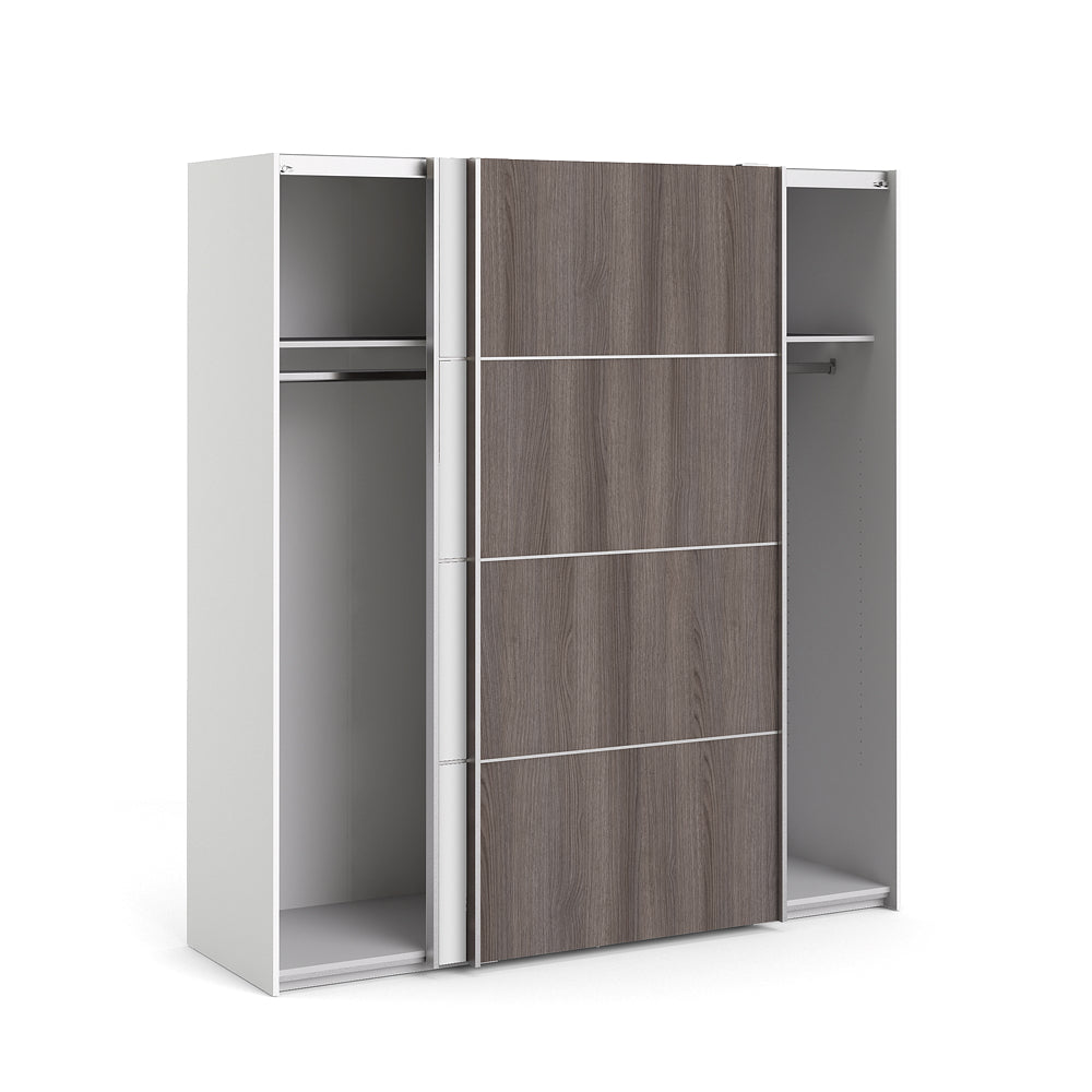 Verona Schiebetürenschrank 182 x 202 cm Weiß / Eiche Anthrazit