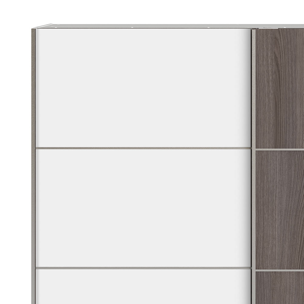 Verona Schiebetürenschrank 182 x 202 cm Weiß / Eiche Anthrazit