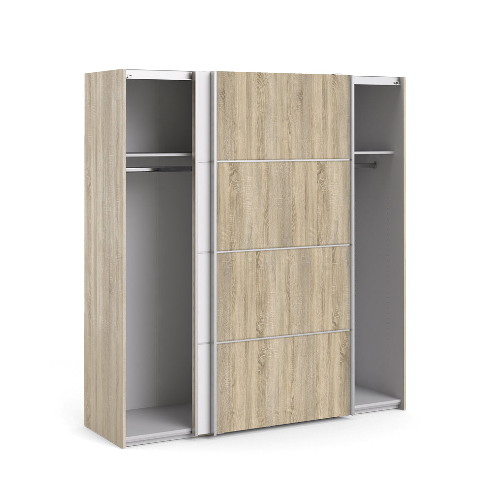 Verona Schiebetürenschrank 182 x 202 cm Eiche Struktur / Weiß