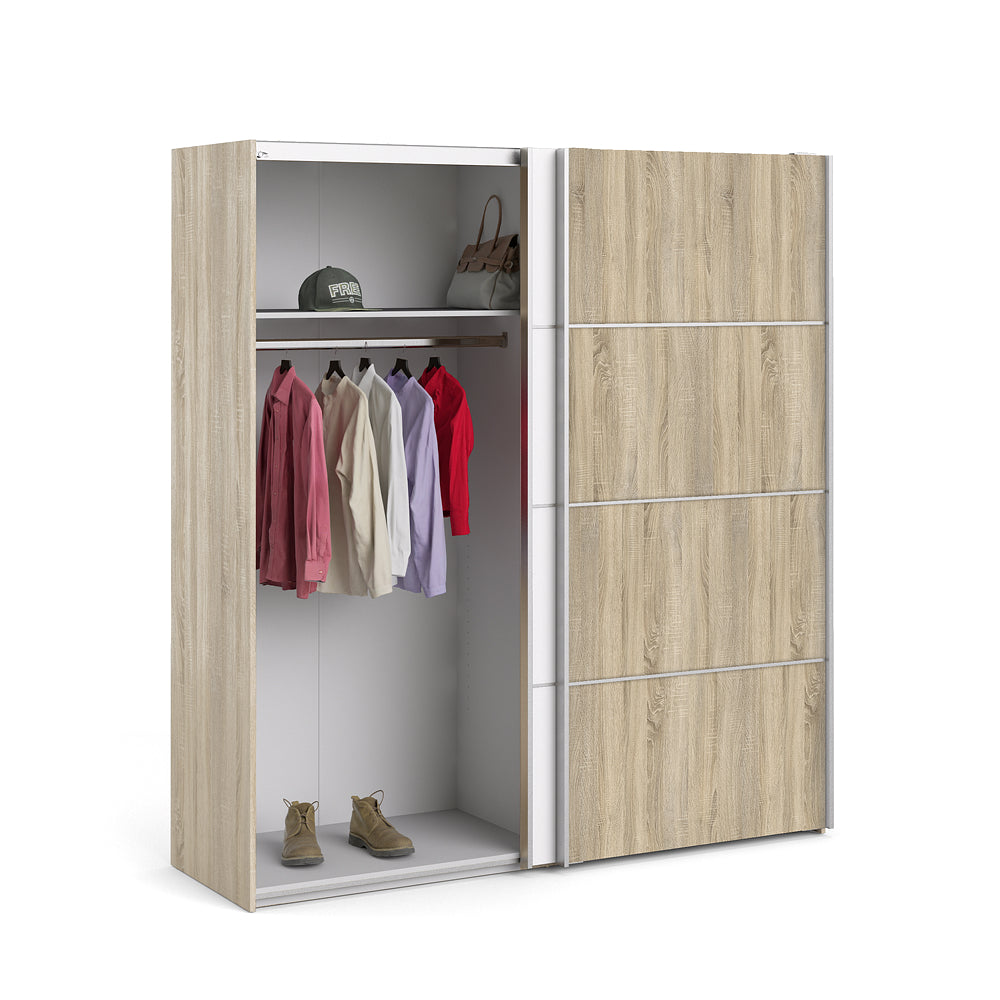Verona Schiebetürenschrank 182 x 202 cm Eiche Struktur / Weiß