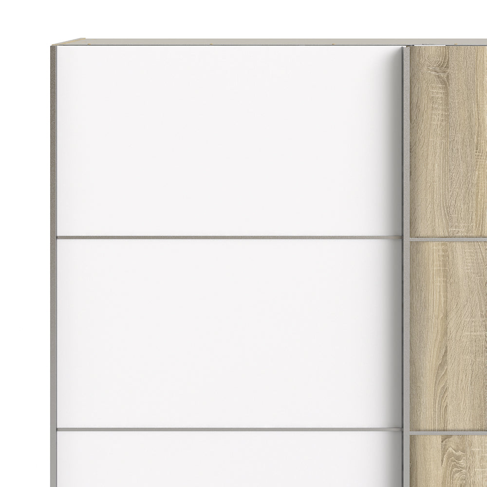 Verona Schiebetürenschrank 182 x 202 cm Eiche Struktur / Weiß