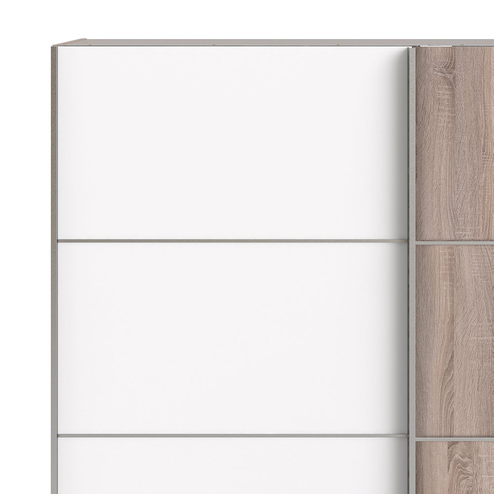 Verona Schiebetürenschrank 182 x 202 cm Trüffel / Weiß