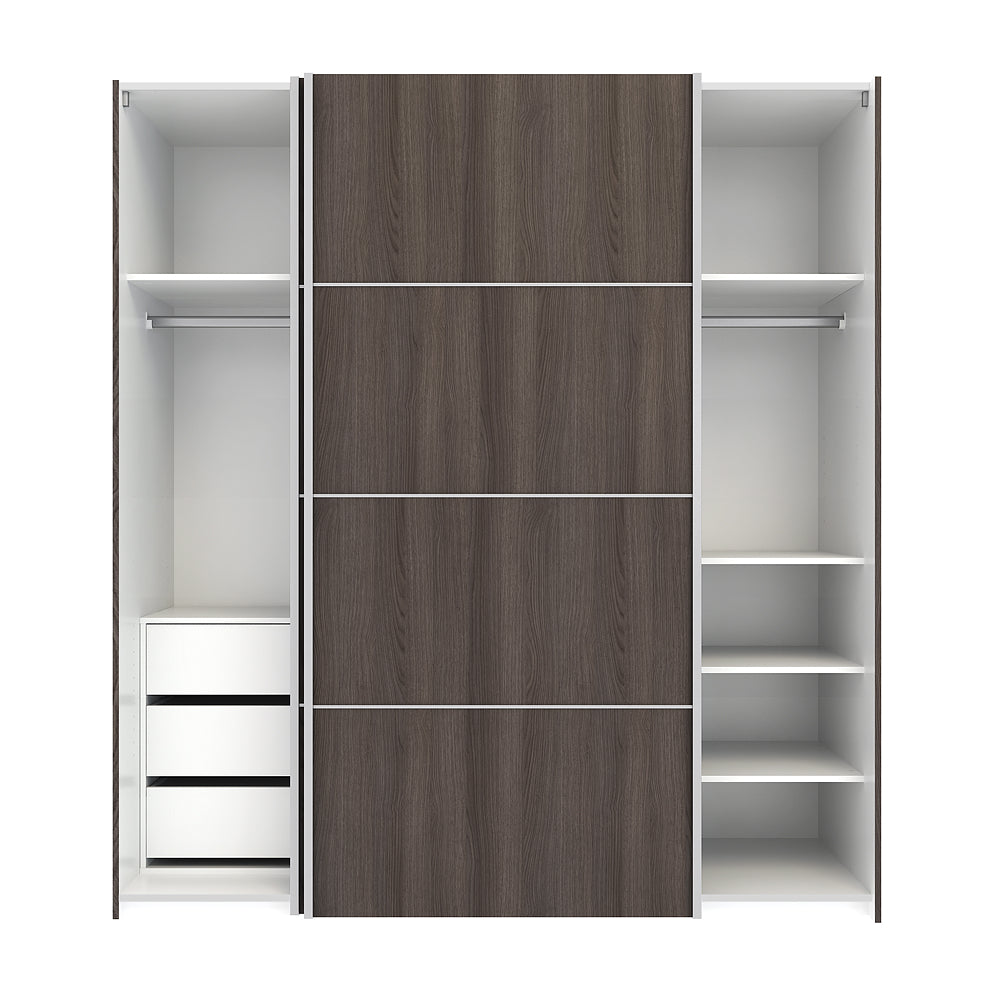 Verona Schiebetürenschrank 182 x 202 cm Eiche Anthrazit / Weiß