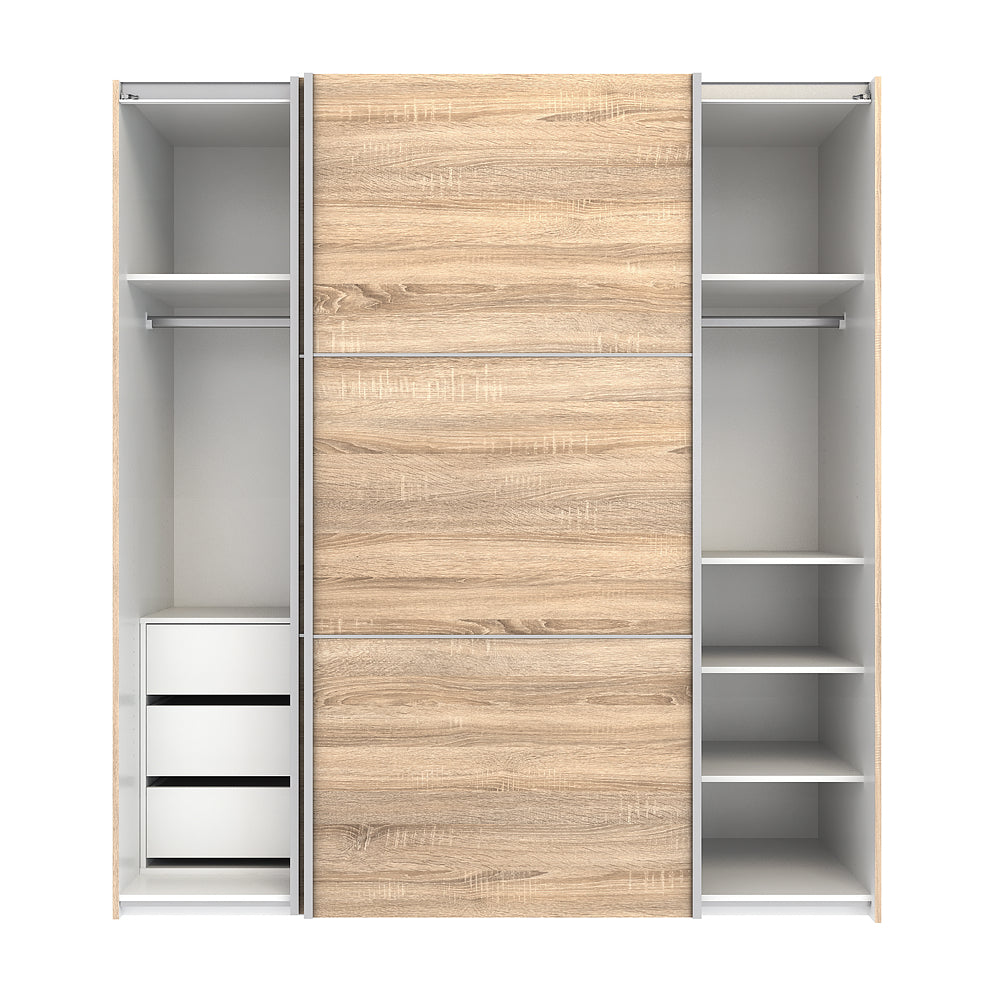 Verona Schiebetürenschrank 182 x 202 cm Eiche Struktur / Weiß