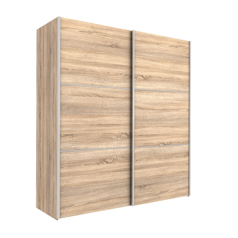 Verona Schiebetürenschrank 182 x 202 cm Eiche Struktur / Weiß