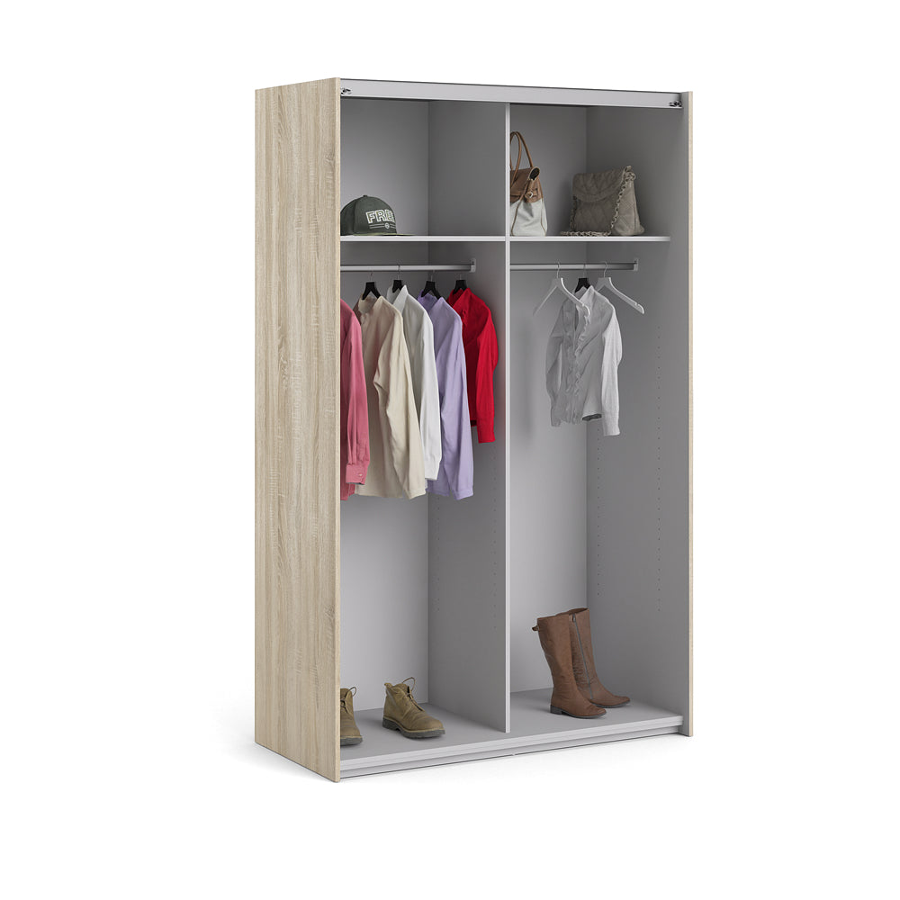 Verona Schiebetürenschrank 122 x 202 cm Eiche Struktur / Weiß