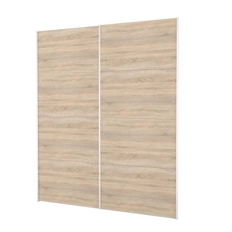 Verona Schiebetürenschrank 182 x 220 cm Weiß / Eiche Struktur