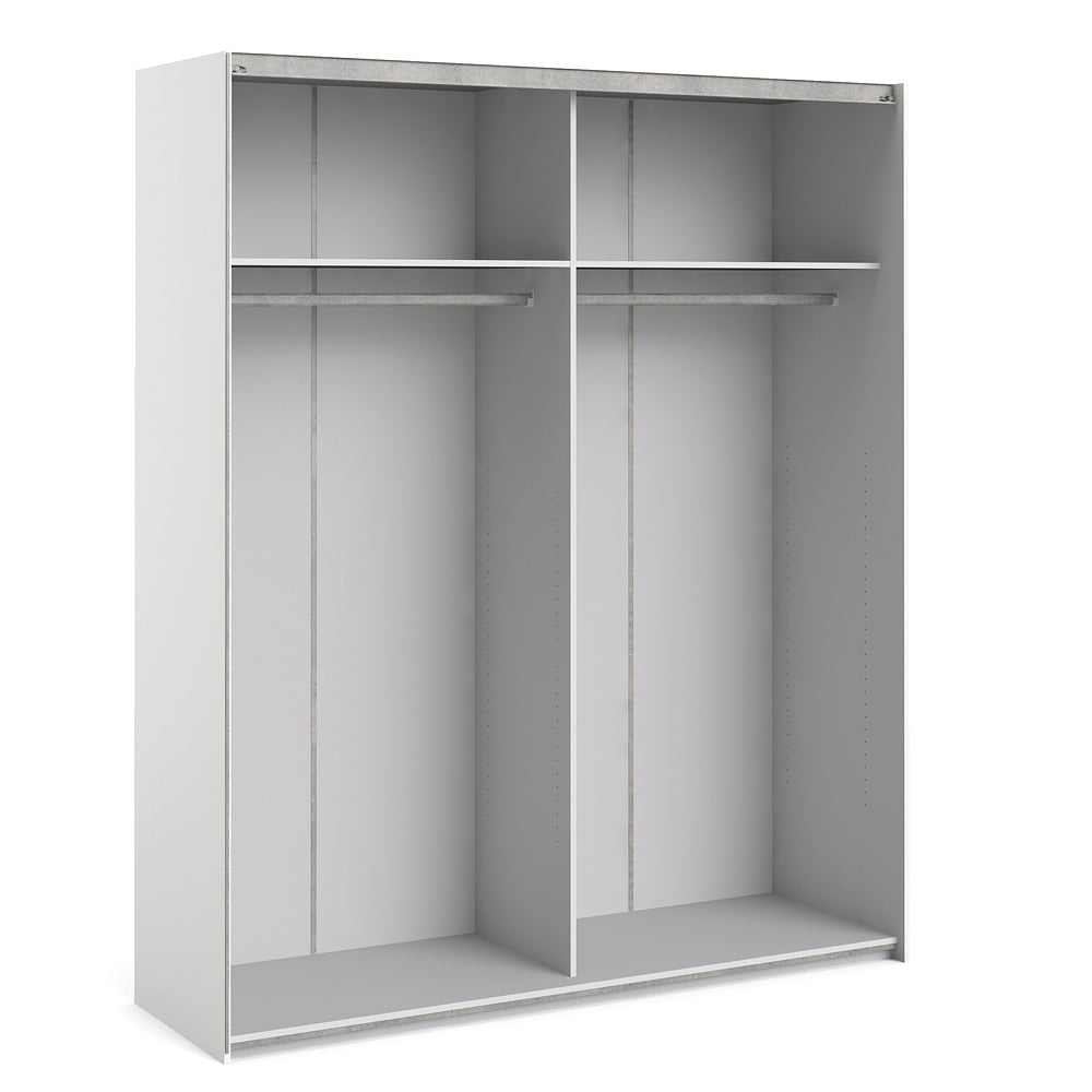 Verona Schiebetürenschrank 182 x 220 cm Weiß / Eiche Struktur
