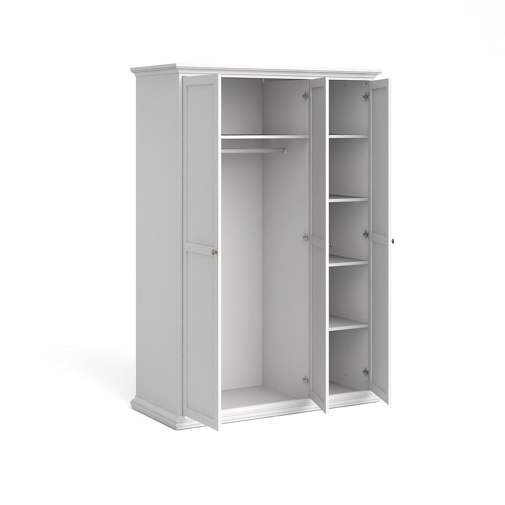 Paris Kleiderschrank 3-türig Weiß