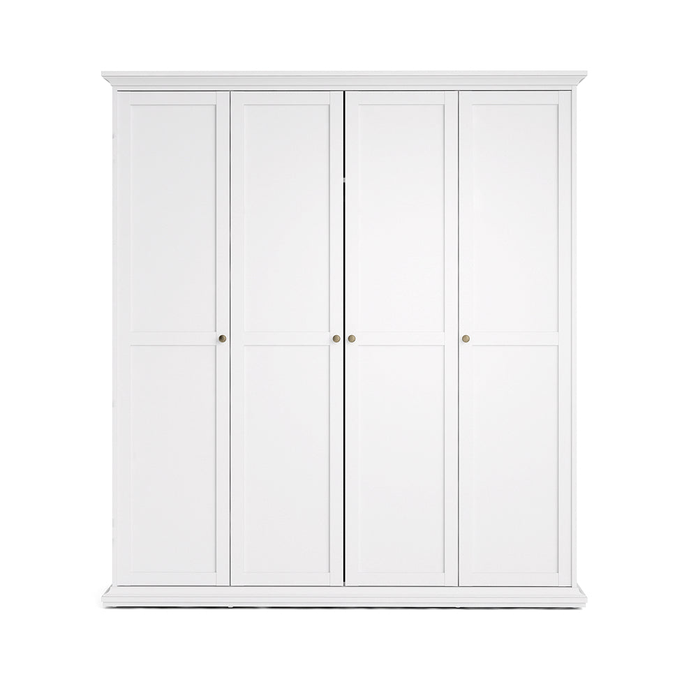 Paris Kleiderschrank 4-türig Weiß