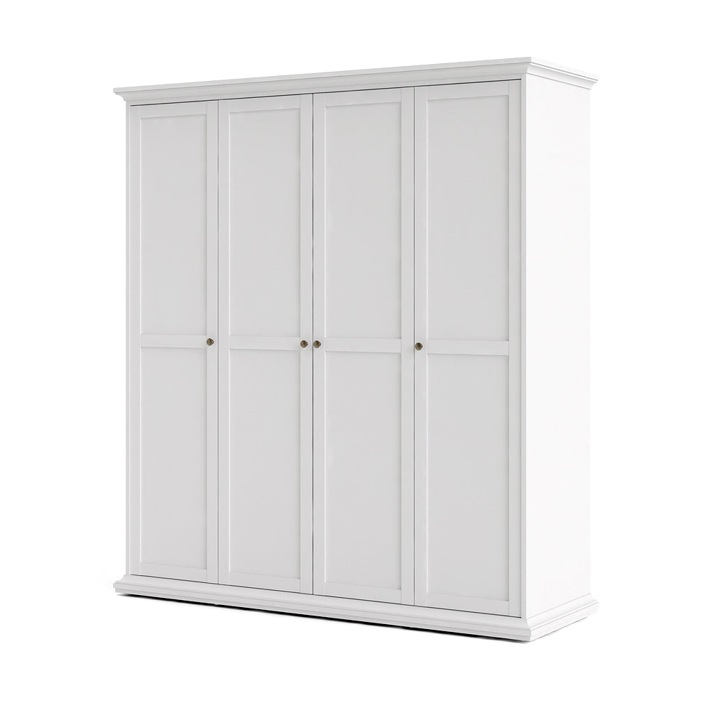 Paris Kleiderschrank 4-türig Weiß