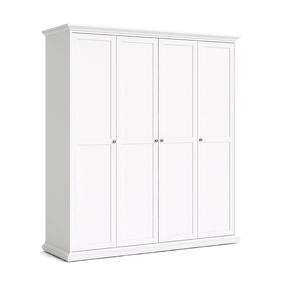 Paris Kleiderschrank 4-türig Weiß