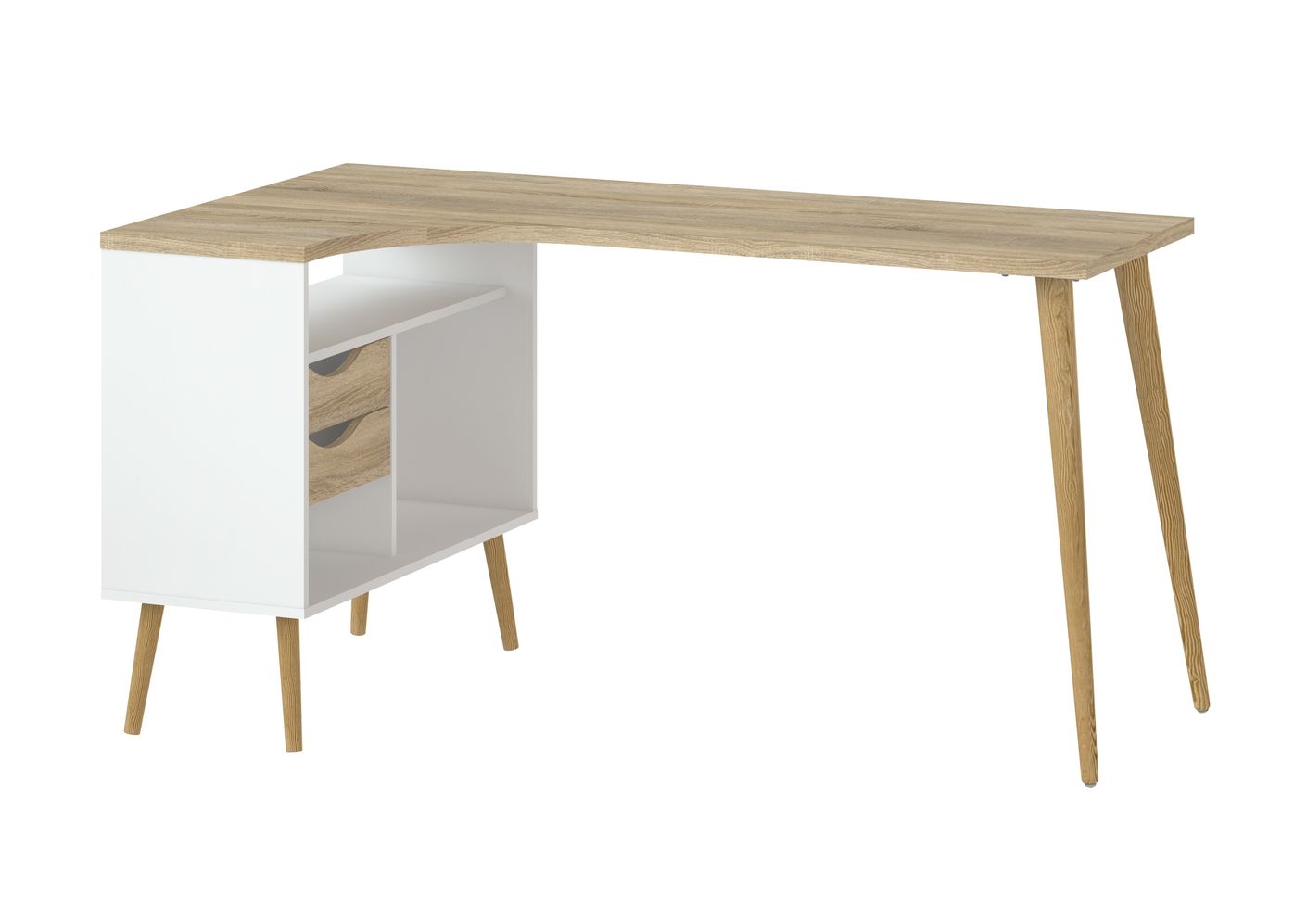 Oslo Eckschreibtisch 145 x 80 cm Winkeltisch Weiß / Eiche Sonoma