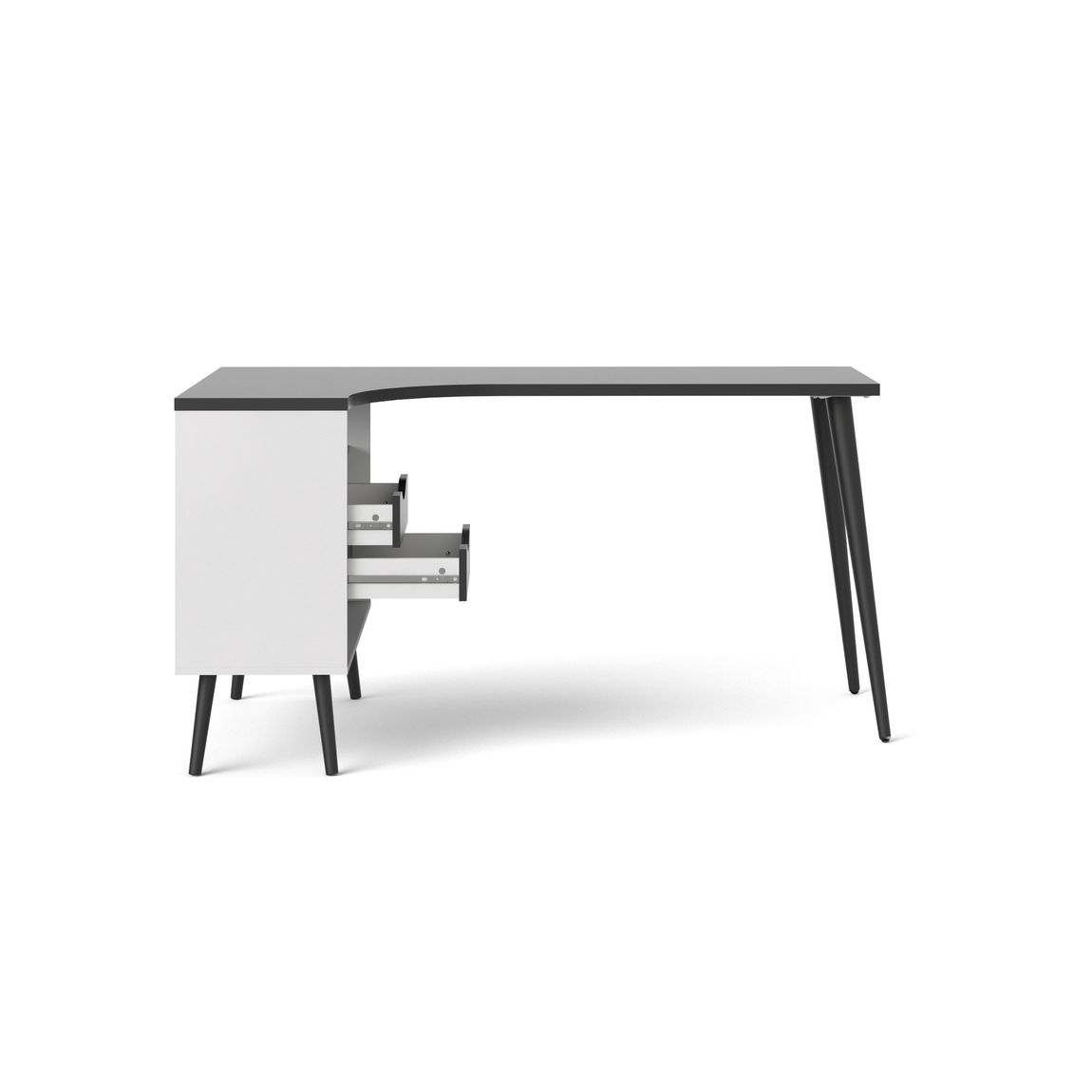Oslo Eckschreibtisch 145 x 80 cm Winkeltisch Weiß / Schwarz