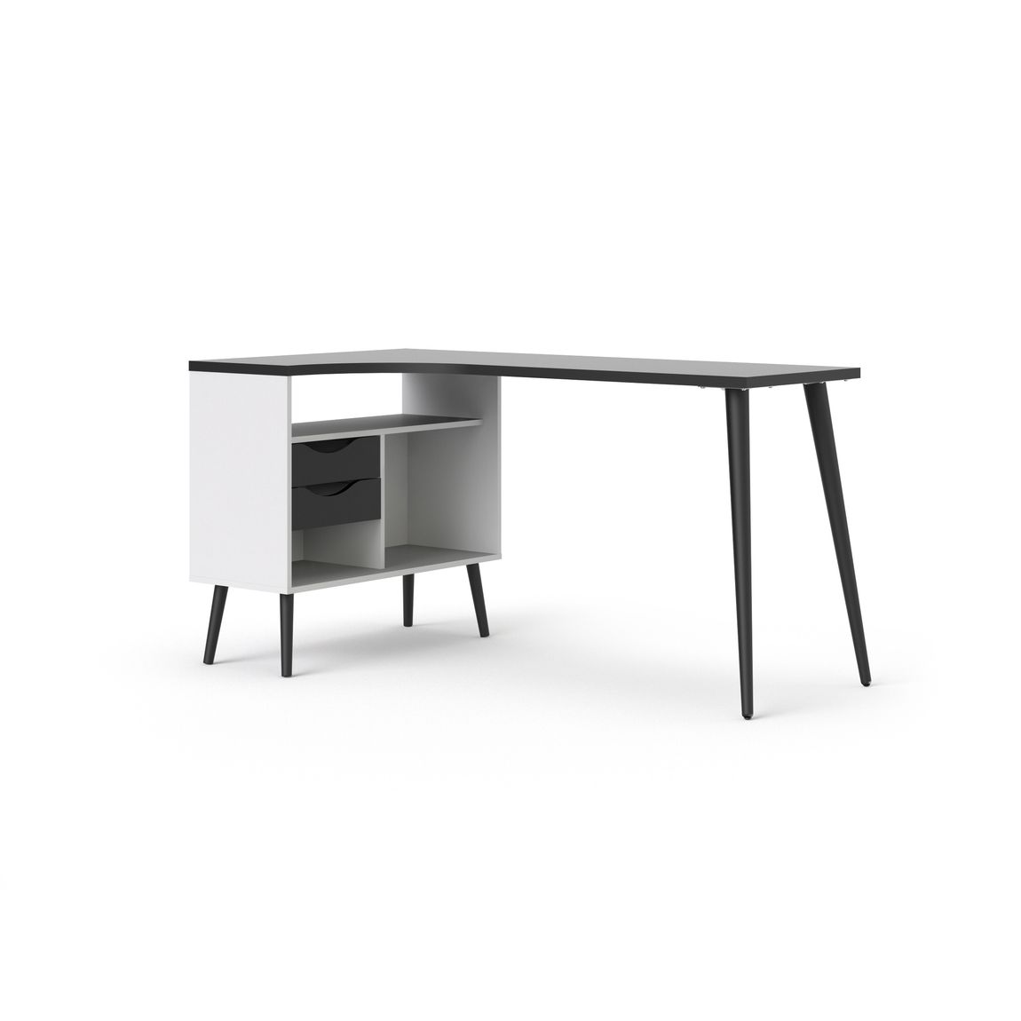 Oslo Eckschreibtisch 145 x 80 cm Winkeltisch Weiß / Schwarz