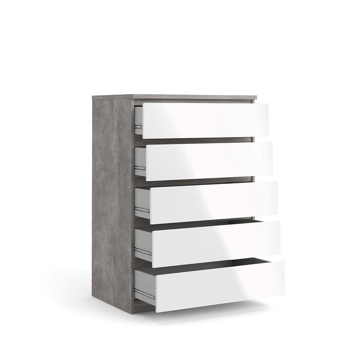 Naia Kommode Beton / Weiß Hochglanz