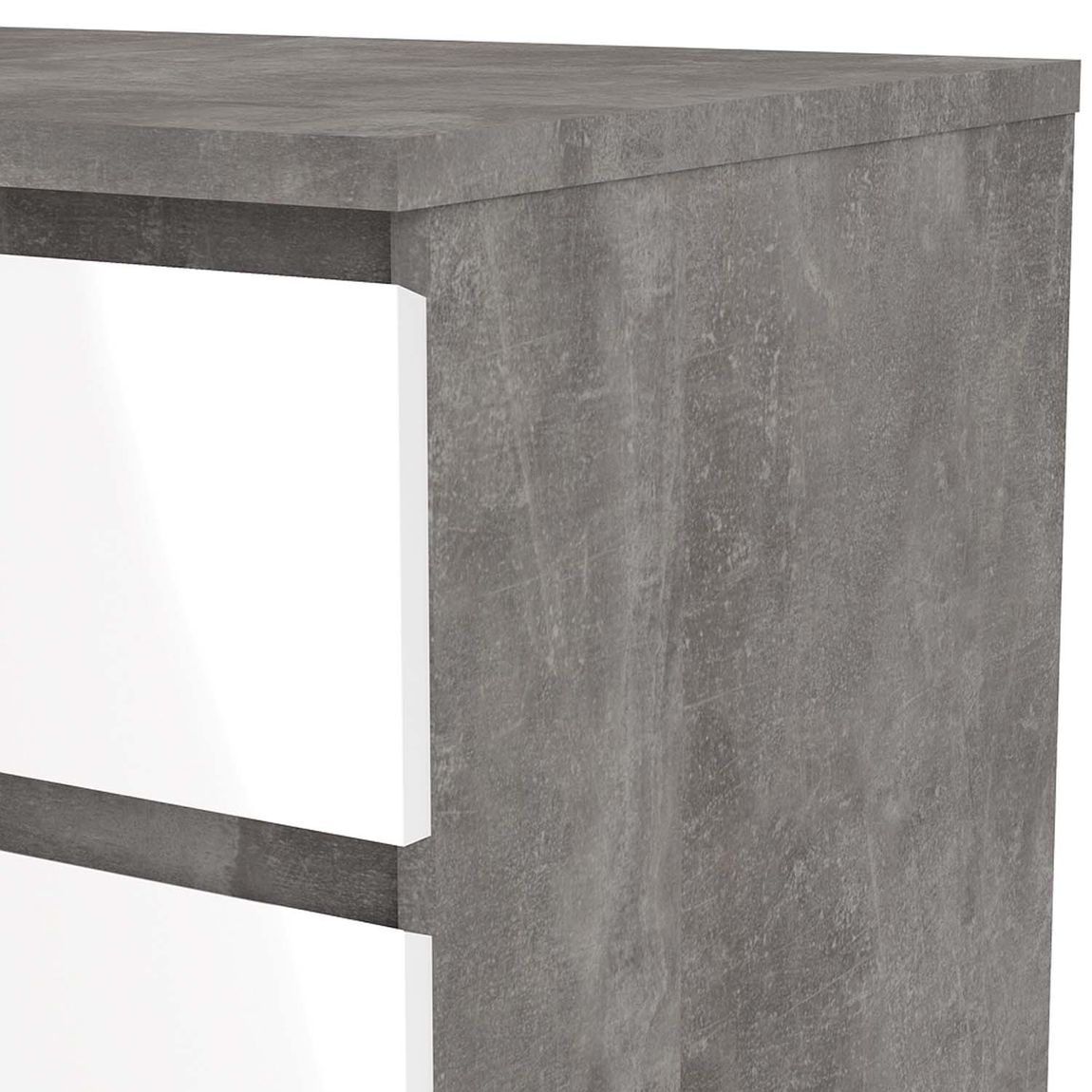 Naia Kommode Beton / Weiß Hochglanz