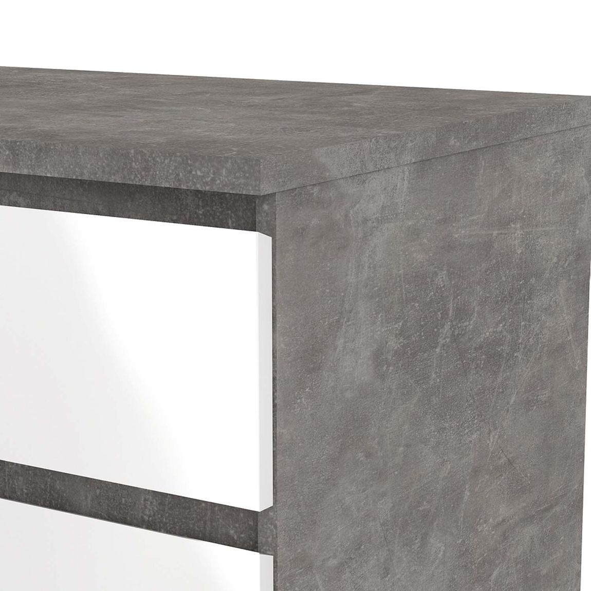 Naia Doppelkommode Beton / Weiß Hochglanz