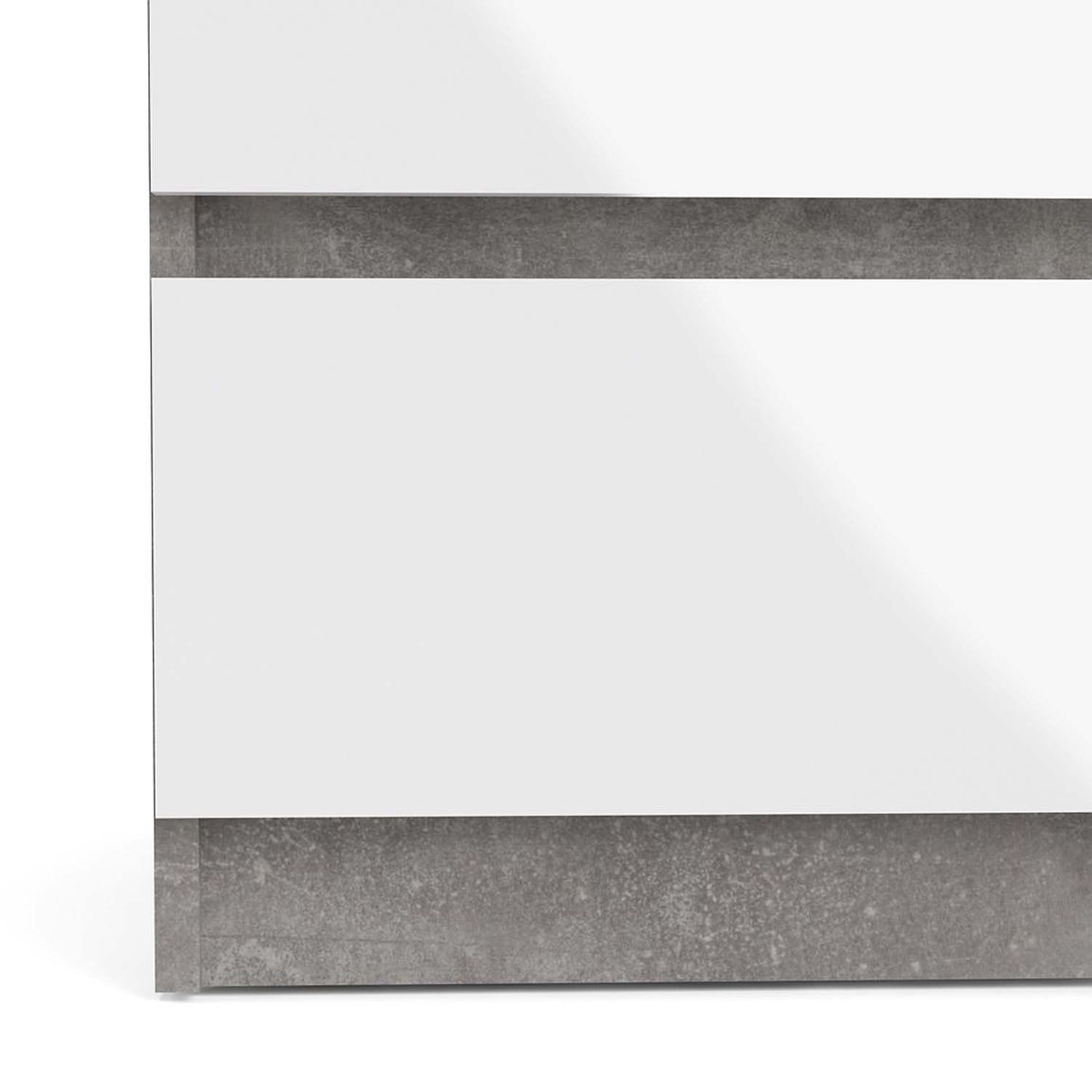 Naia Doppelkommode Beton / Weiß Hochglanz