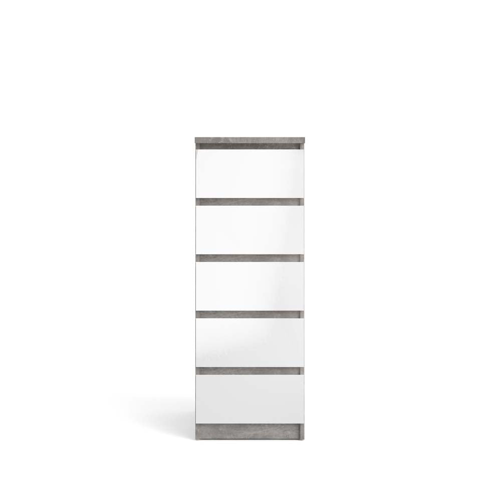 Naia Kommode Beton / Weiß Hochglanz