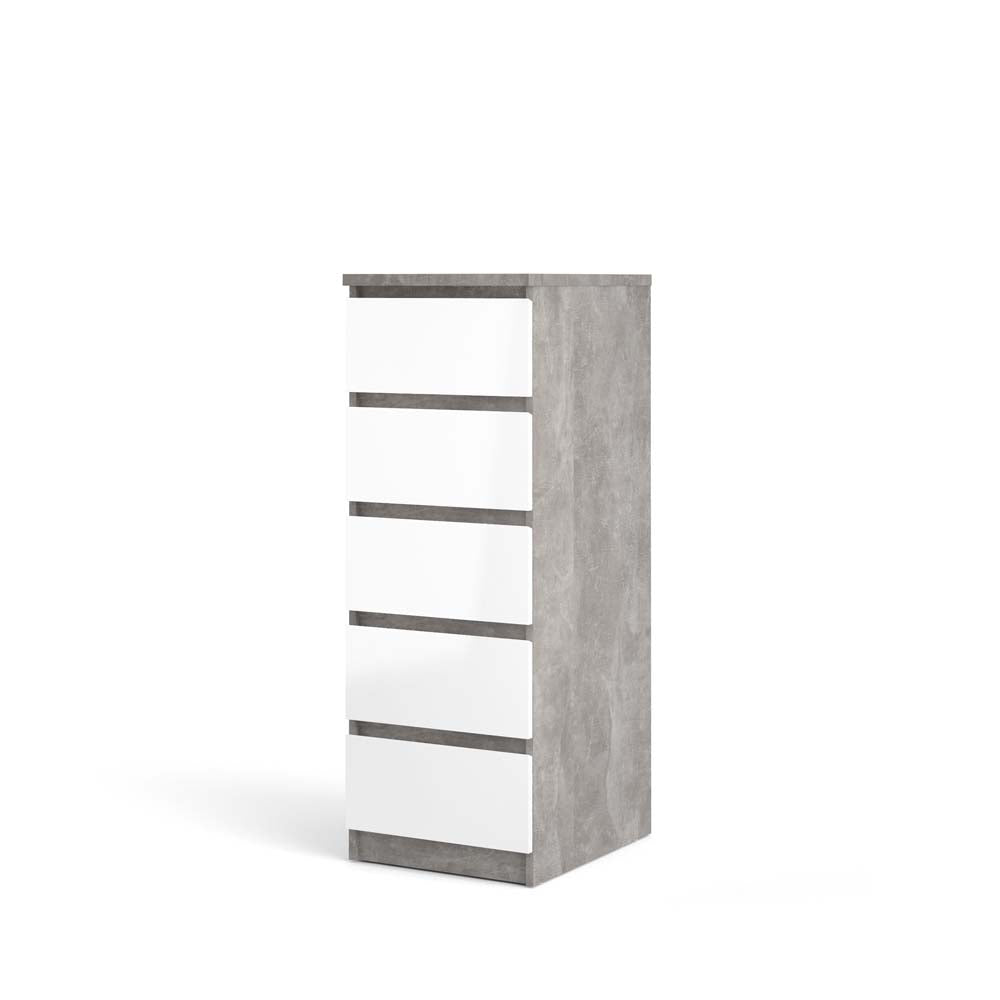Naia Kommode Beton / Weiß Hochglanz