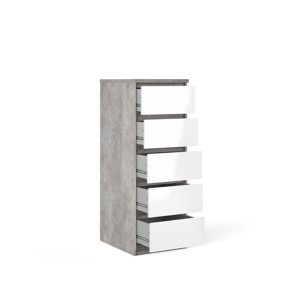 Naia Kommode Beton / Weiß Hochglanz