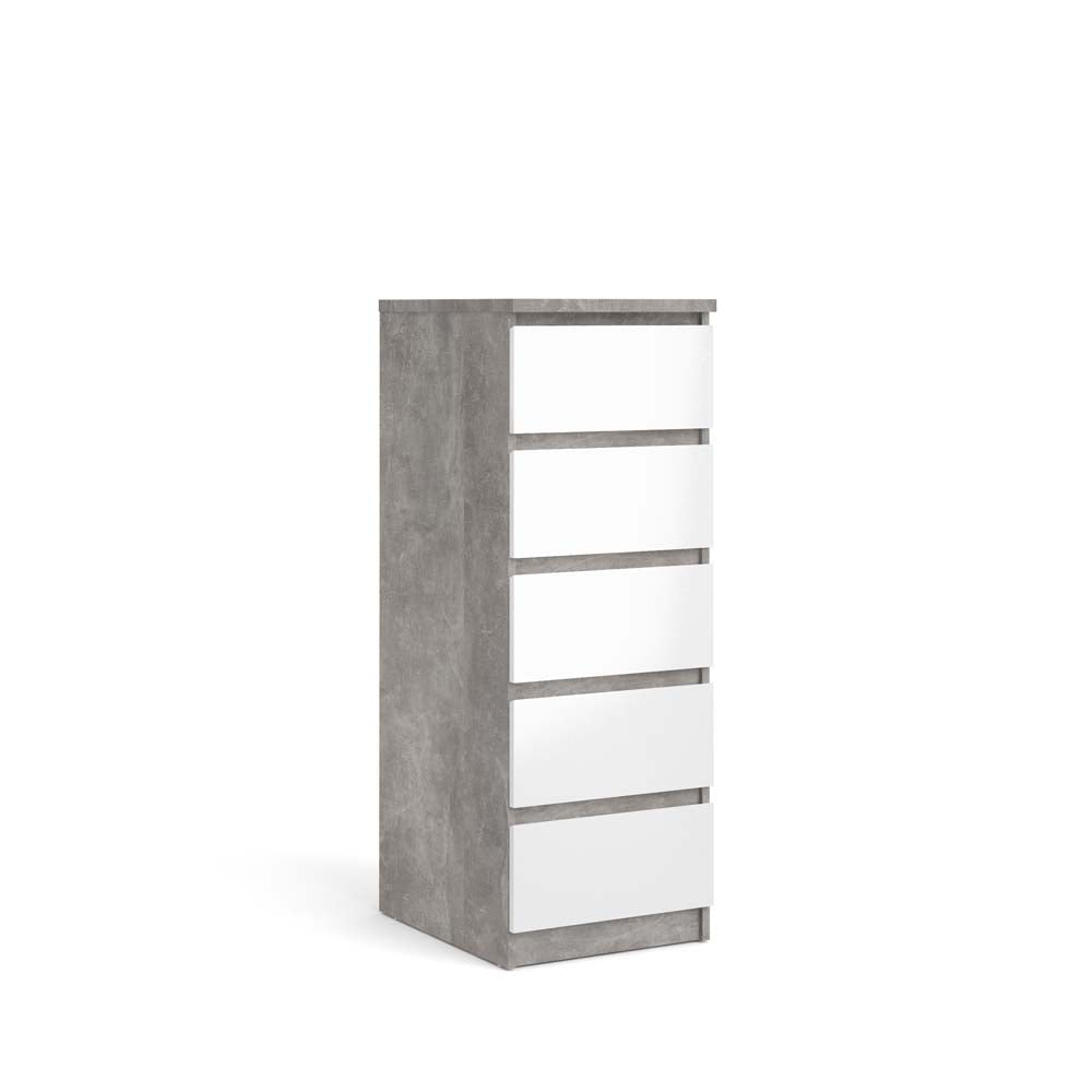 Naia Kommode Beton / Weiß Hochglanz