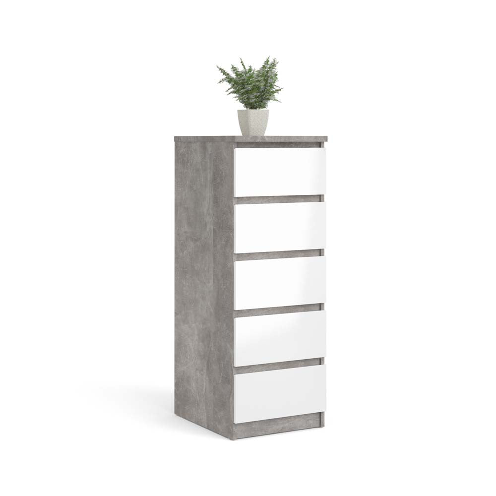 Naia Kommode Beton / Weiß Hochglanz