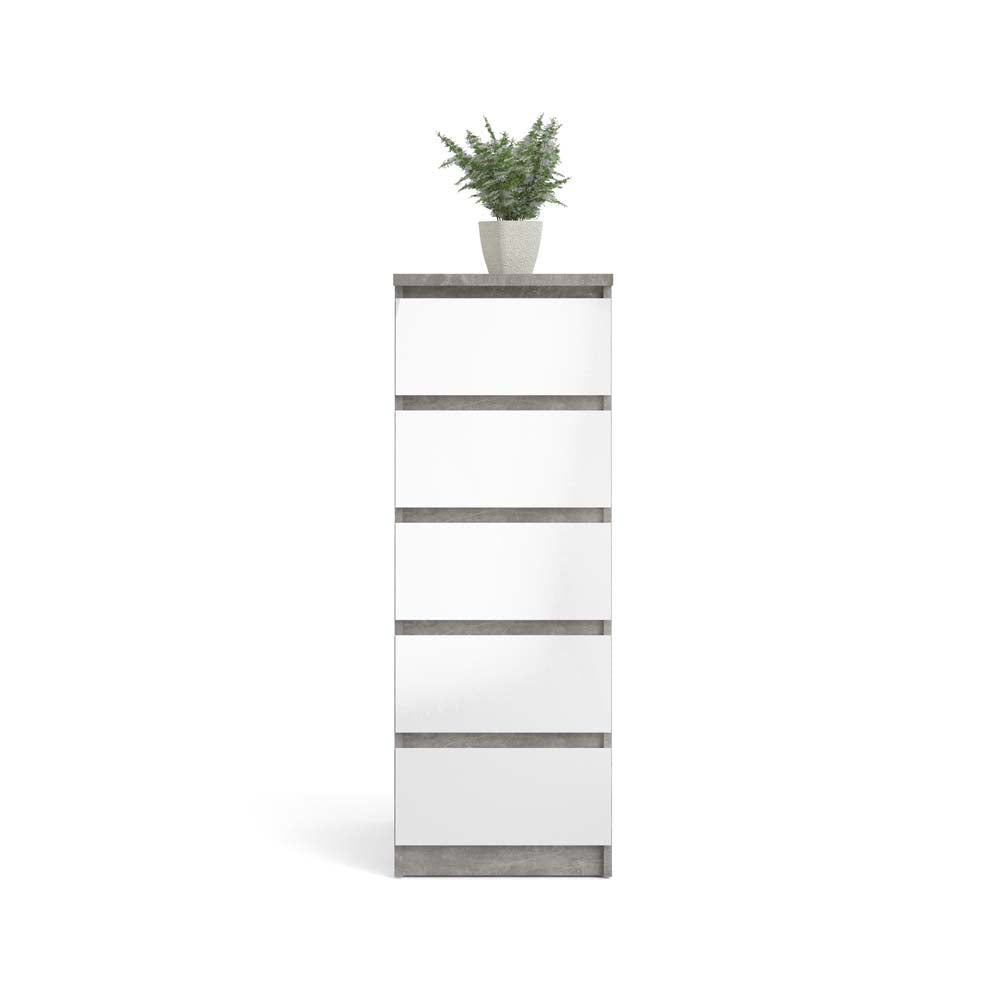 Naia Kommode Beton / Weiß Hochglanz