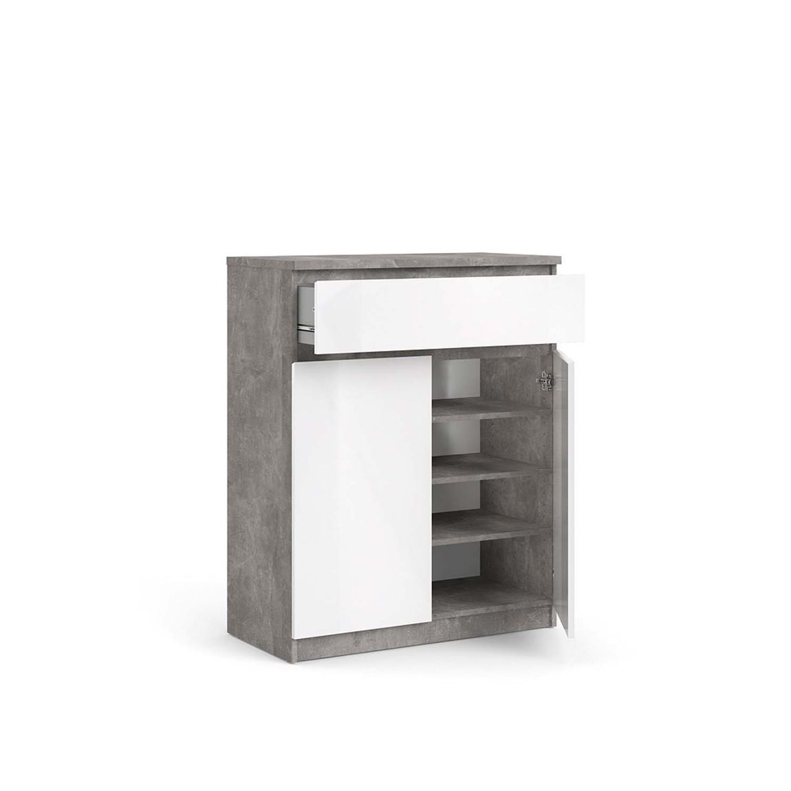 Naia Kommode Beton / Weiß Hochglanz