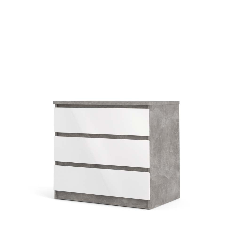 Naia Kommode Beton / Weiß Hochglanz