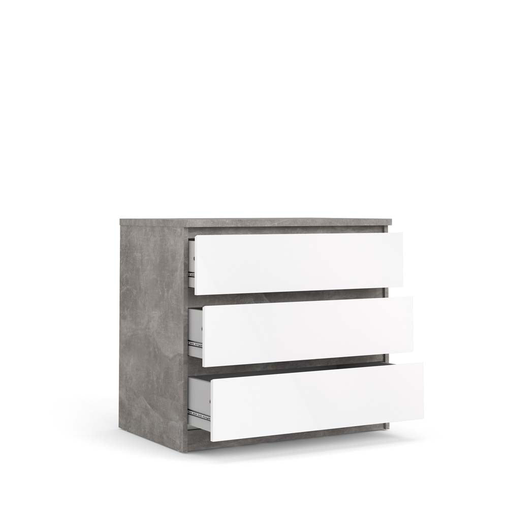 Naia Kommode Beton / Weiß Hochglanz