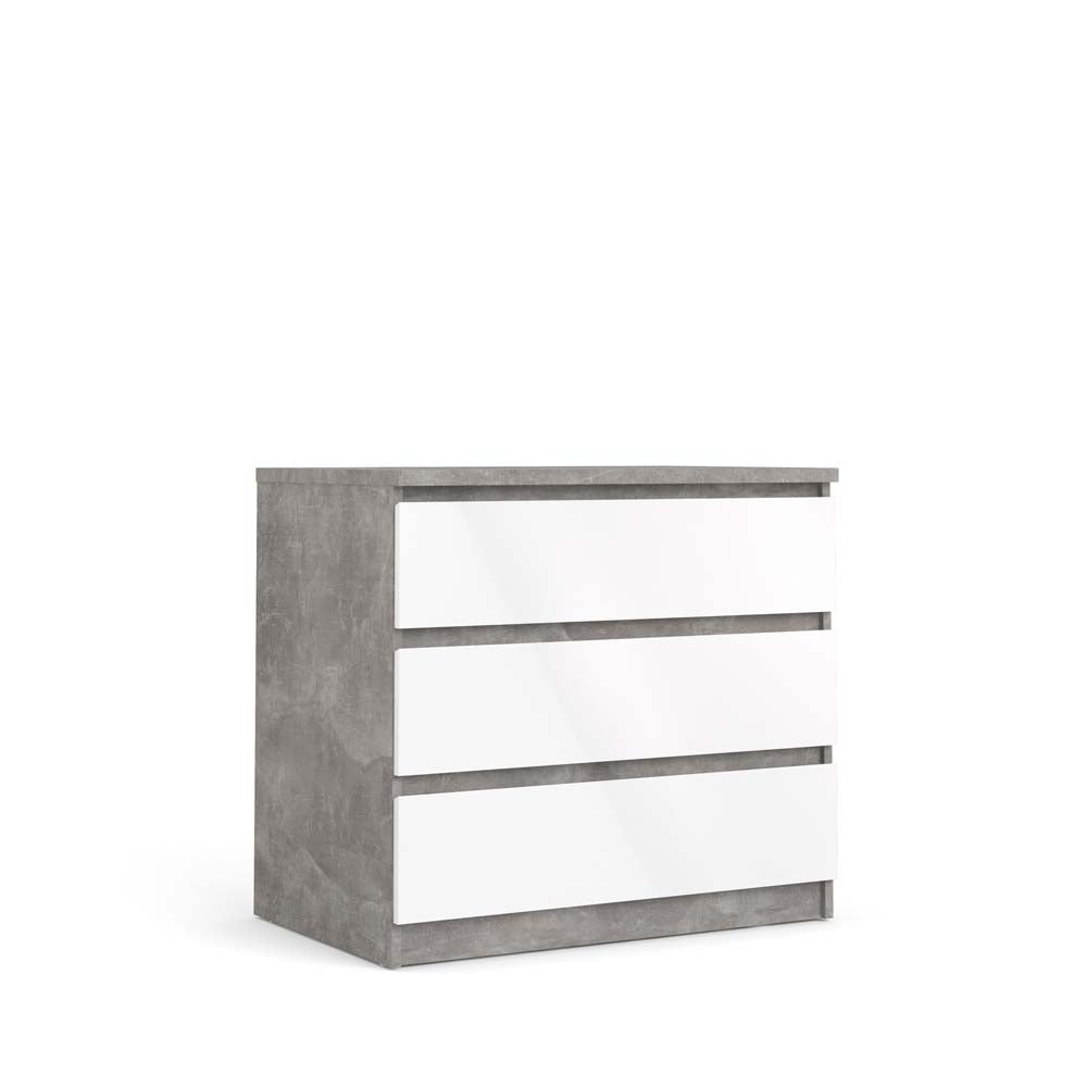 Naia Kommode Beton / Weiß Hochglanz