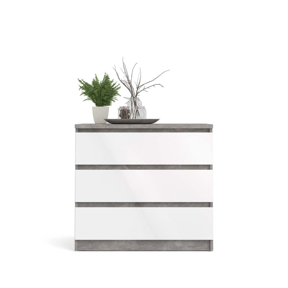 Naia Kommode Beton / Weiß Hochglanz