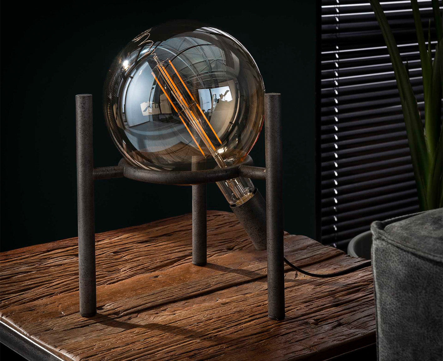 Tischlampe für Ø20cm Lichtquelle, Antik Silber