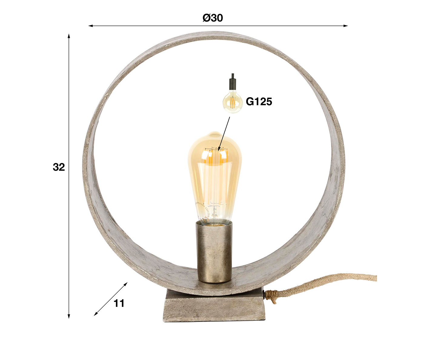 Tischleuchte Loop / Antik Nickel