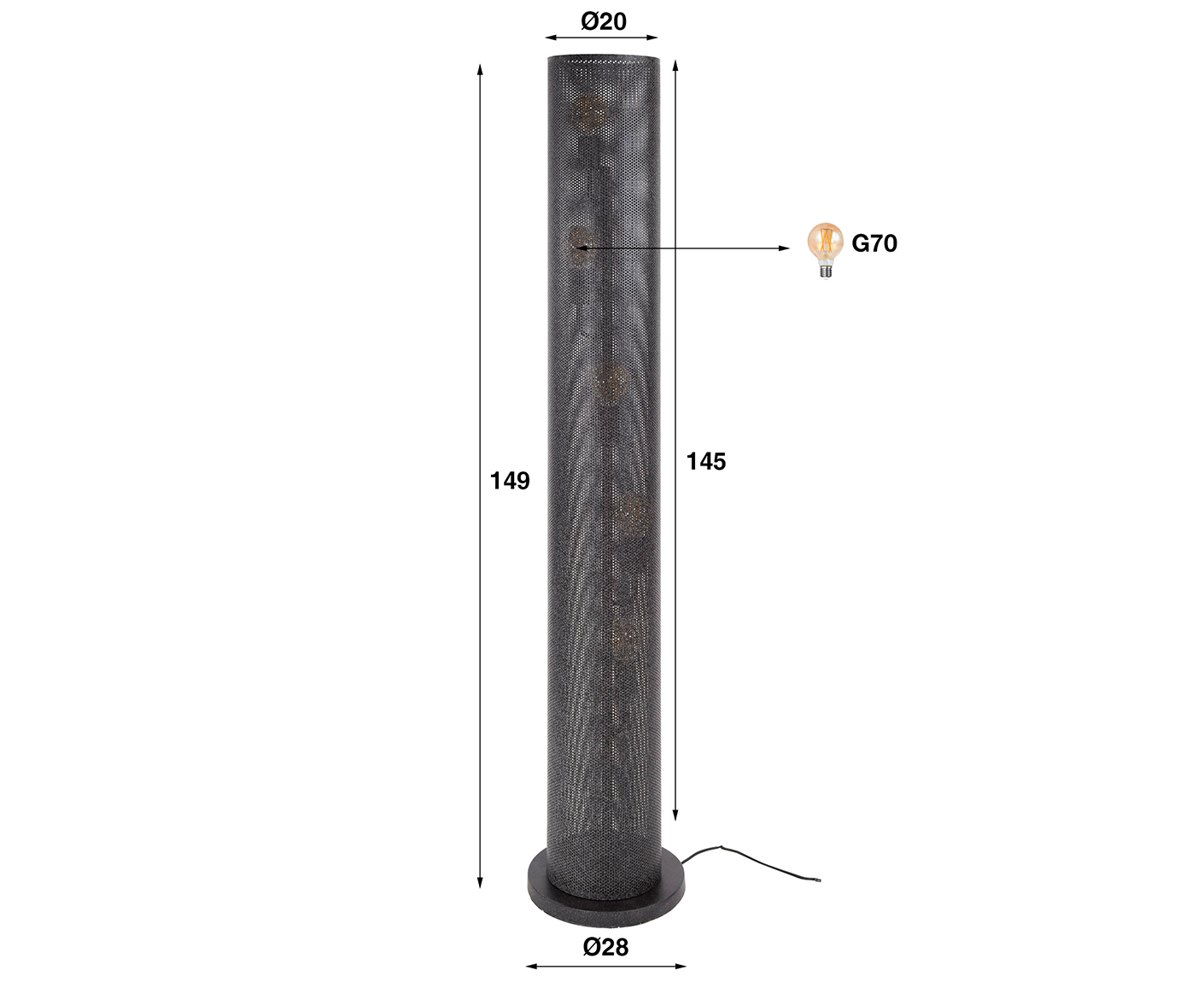 Stehlampe 5L Rohr Mesh